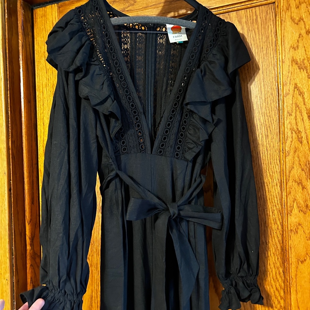 FARM Rio Black Lace Detail Jumpsuit